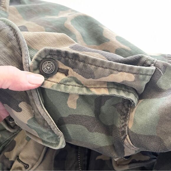 Free People Not Your Brothers Faded Green Camo Print Surplus Jacket ,XS - Picture 4 of 14
